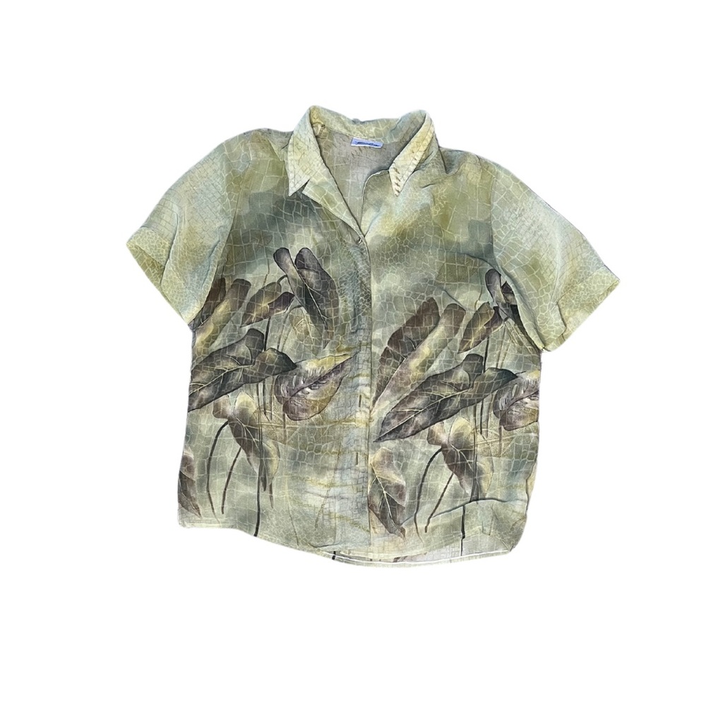 Vintage Sheer Green Button Down Shirt